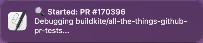 Started debugging notification